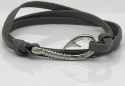 Grey Leather Silver Hook
