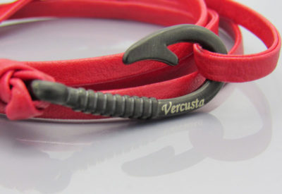 Red Leather with Matte Black Hook Zoom