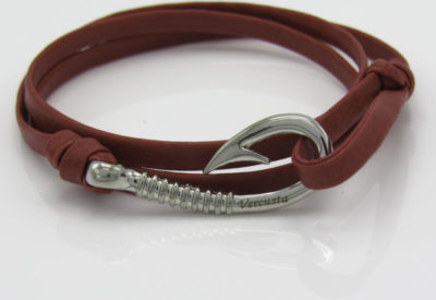 Red Leather with Silver Hook